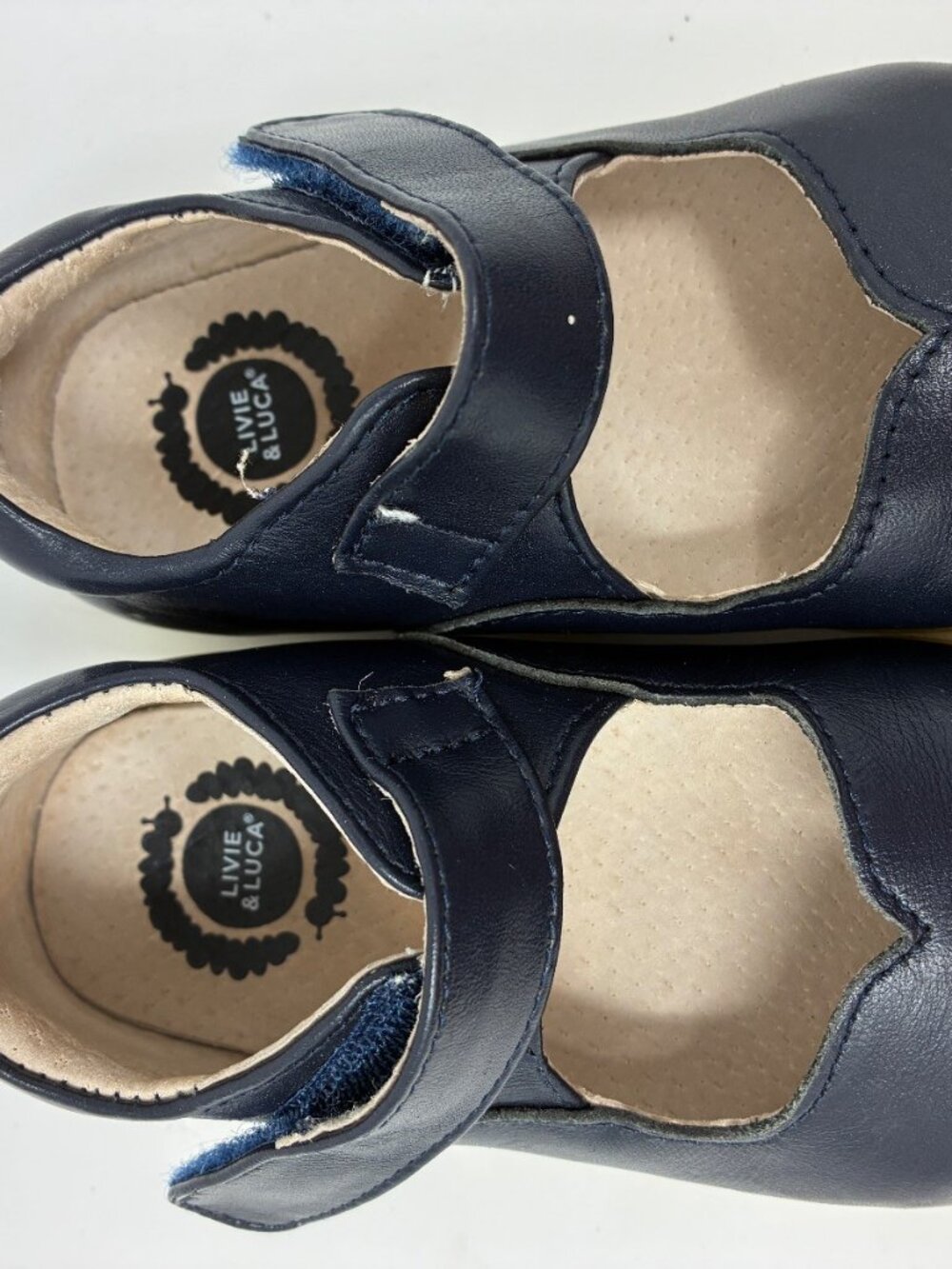 Livie & Luca Kids Navy Blue Mary Jane Shoes Hook Loop Strap Size 7